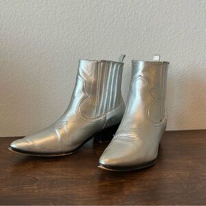 Silver ankle cowboy boots size 8.5